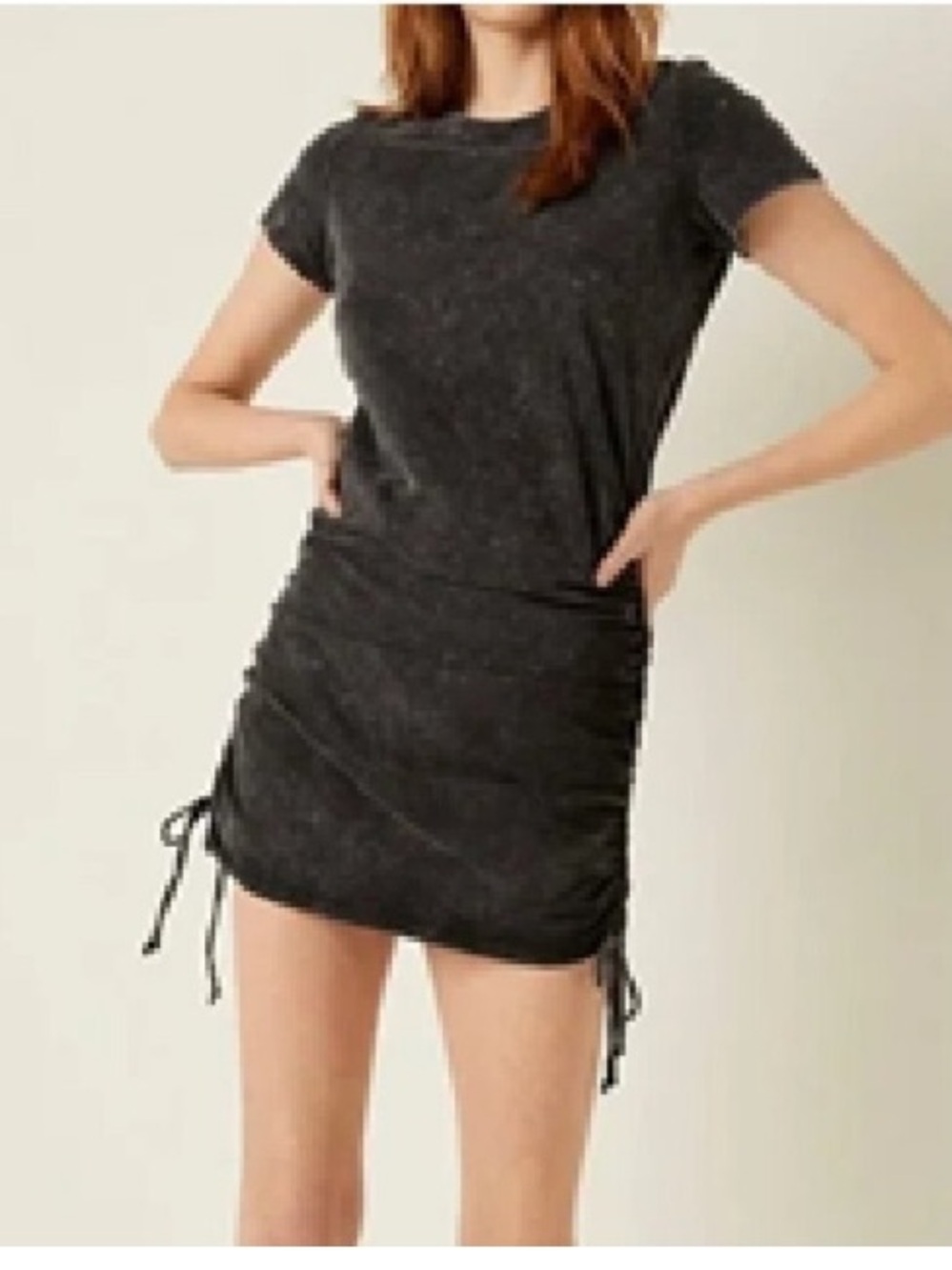 PINK Victoria's Secret Charcoal Short Sleeve Ruched Mini Dress Sz M
